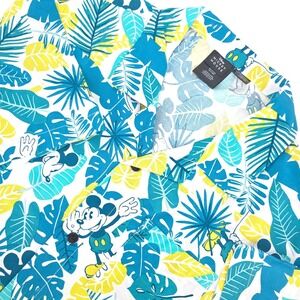 Disney Mickey Mouse Hawaiian Button-Down Shirt Medium Bright Tropical Maxi Print